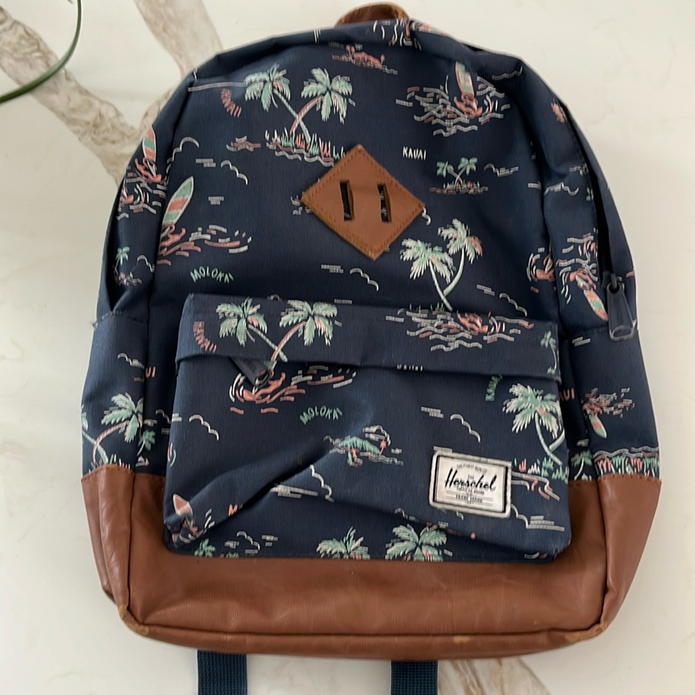 Herschel Supply Company Navy and Brown small  Hawaii motif Backpack